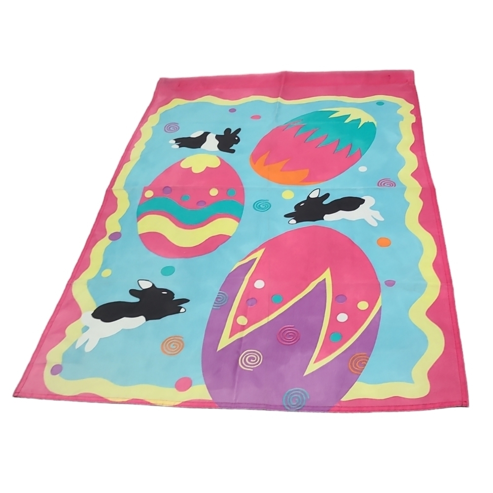 Double-Sided Easter Spring Rabbit Bunnie Easter Egg Porch Flag 28"  By 40"
